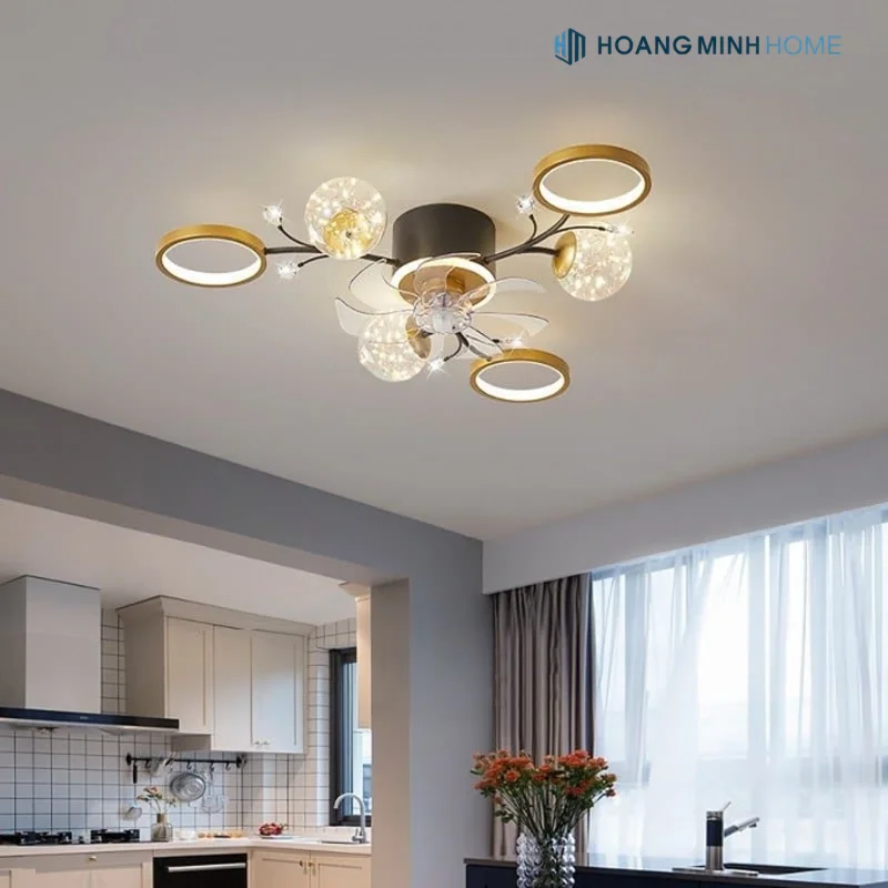 Một mẫu quạt đèn ốp trần mang vẻ đẹp hiện đại, trẻ trung mà không kém phần đặc sắc