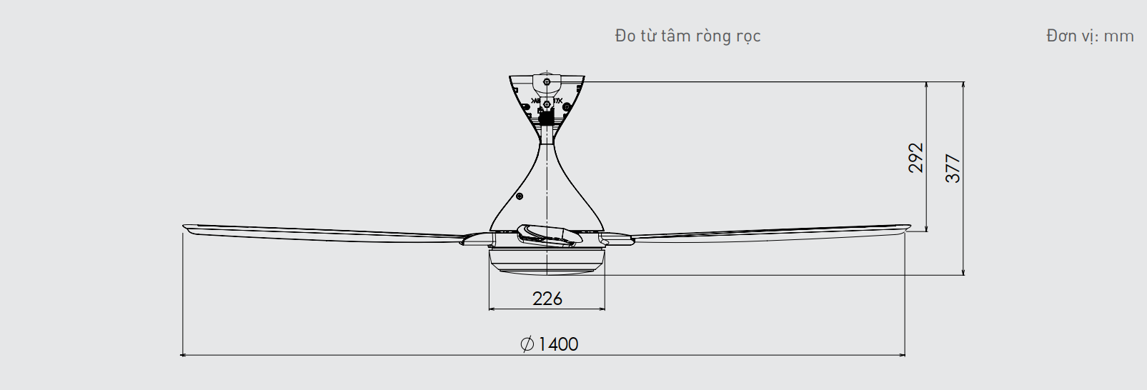 Kích thước bản vẽ kỹ thuật quạt trần KDK chính xác cho từng cao độ trần nhà