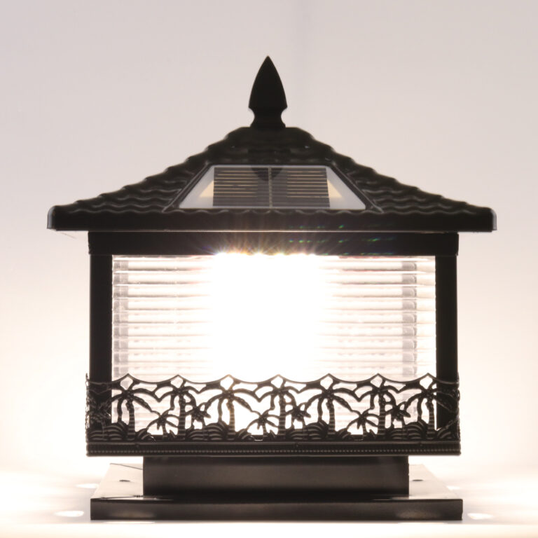 Đèn trụ cổng năng lượng mặt trời hoa văn cây dừa TD-58