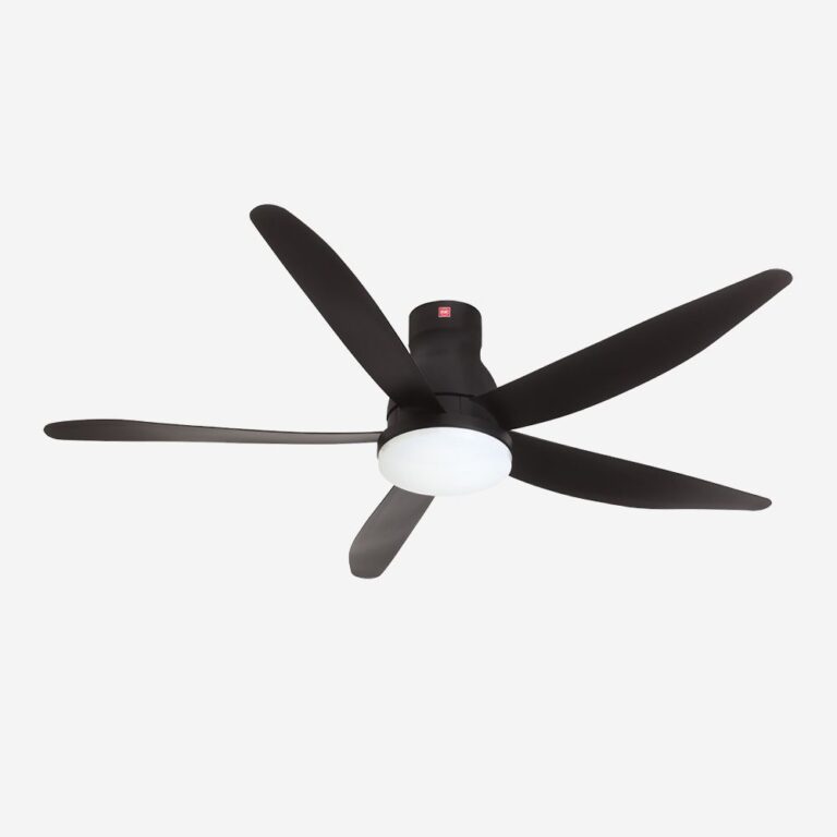 Quạt trần KDK có đèn 5 cánh màu đen ti ngắn U60FWS-BK