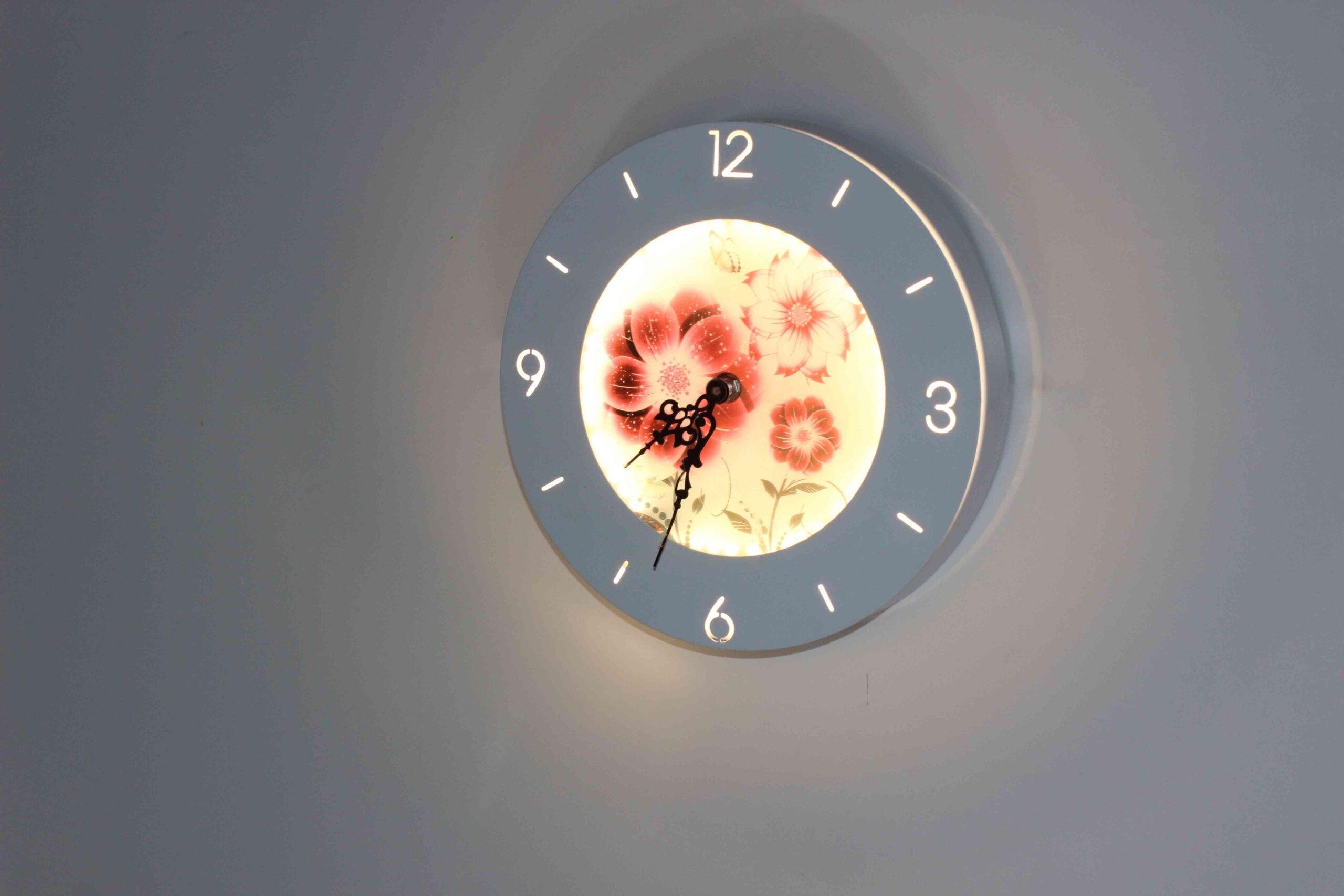 Đèn tường đồng hồ decor bông hoa GT-330A-19